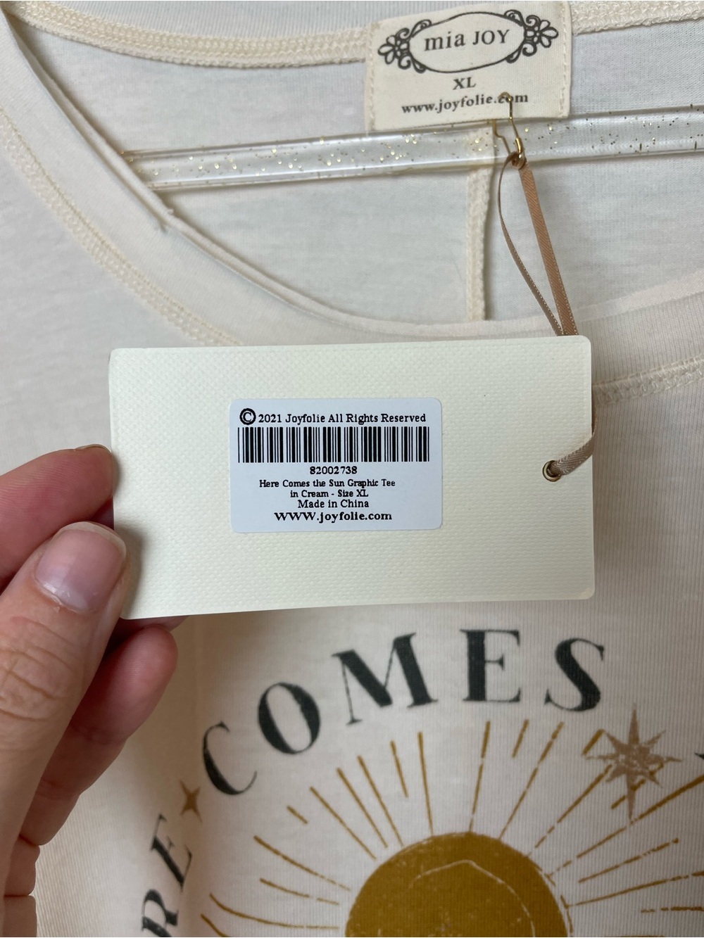 Bnwt! Mia Joy Joyfolie Cream Top with Colorful Sunset Graphic Size XL - Picture 7 of 9